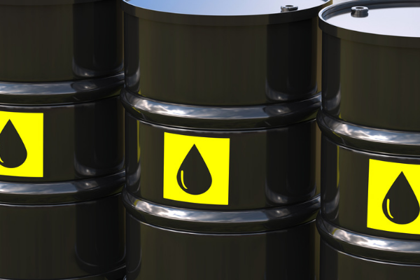 A photo of a barrel of crude oil which paraffin wax is derived from