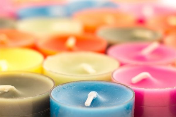 multi colored beeswax candles