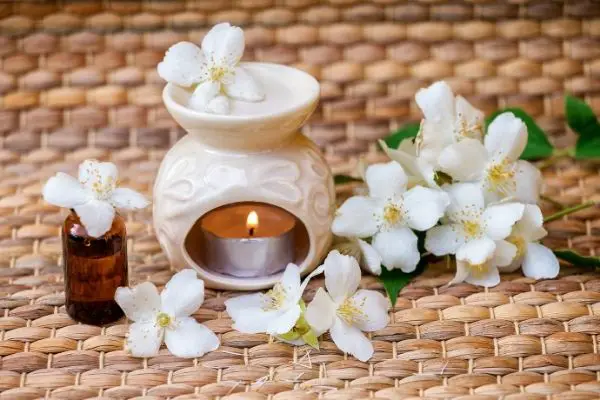 A photo oil essential oils being used in a wax melt warmer