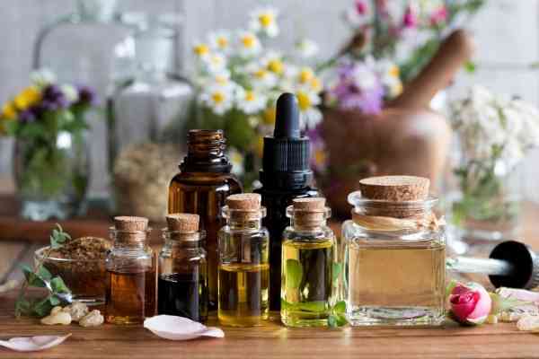 a photo of several bottles of essential oils
