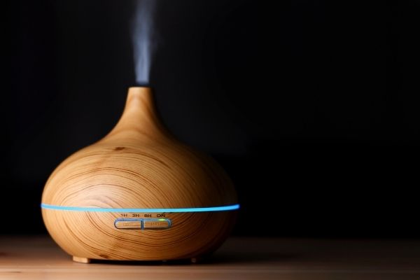 an oil diffuser showing moisture being released