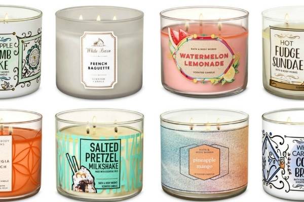 several bath and body works candles