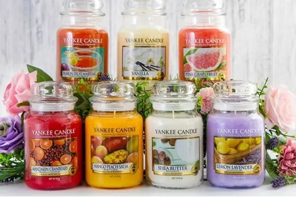 A photo of several expensive Yankee Candles