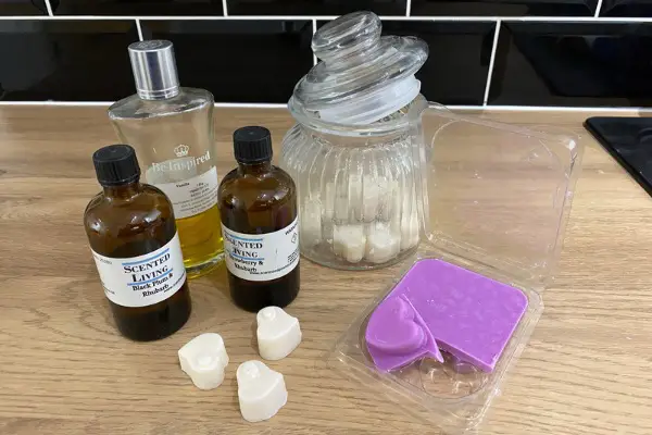 A photo of a selection of wax melts that we make in our home